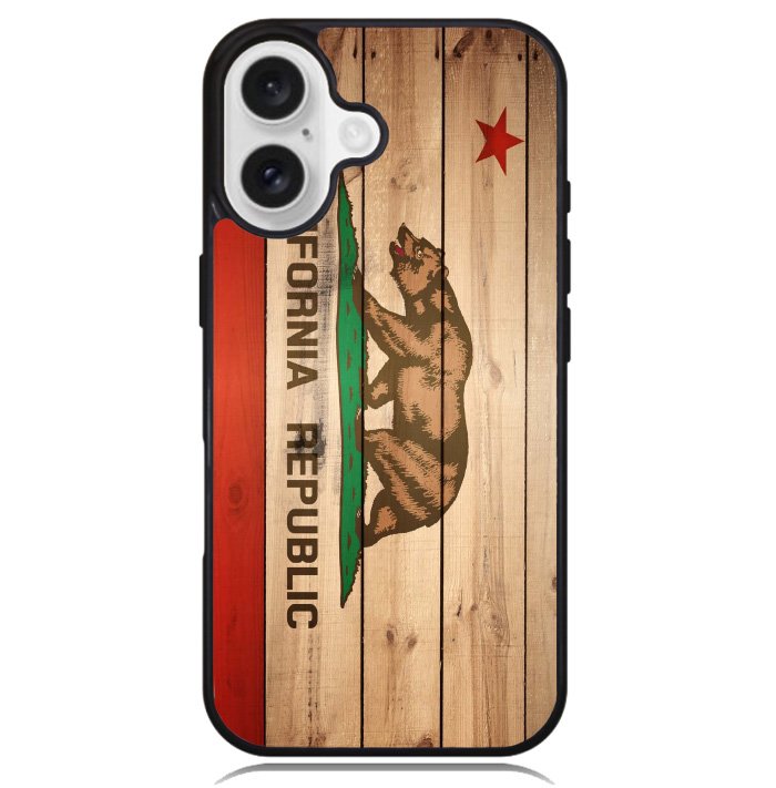 California Republic State Flag Wood Case iPhone 16 BC1722
