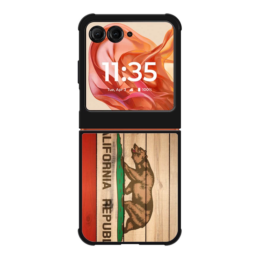 California Republic State Flag Wood Motorola Moto Razr 2025/2024 , Moto Razr 60/50 Case BC1722