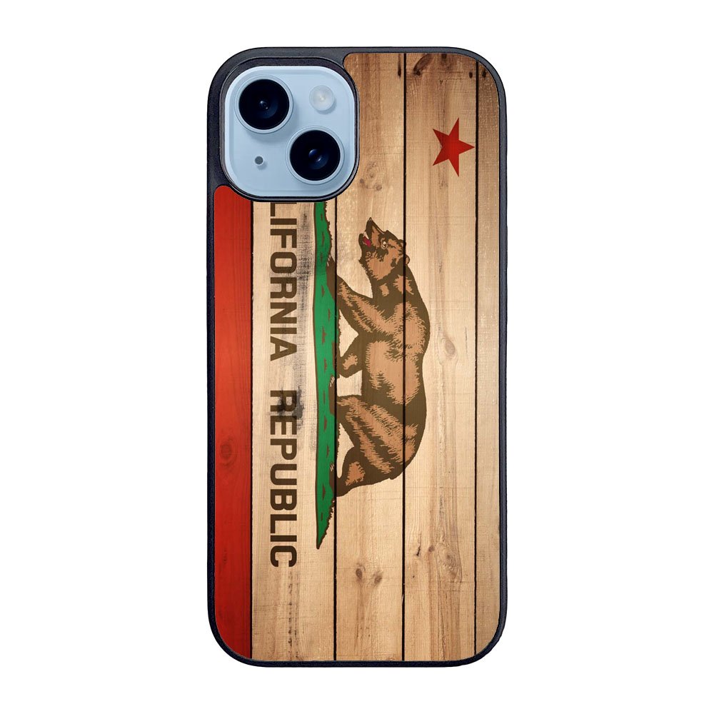 California Republic State Flag Wood Case iPhone 15 BC1722