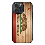 California Republic State Flag Wood Case iPhone 15 Pro Max BC1722