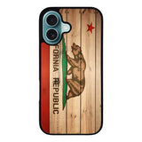 California Republic State Flag Wood Case iPhone 16 Plus BC1722