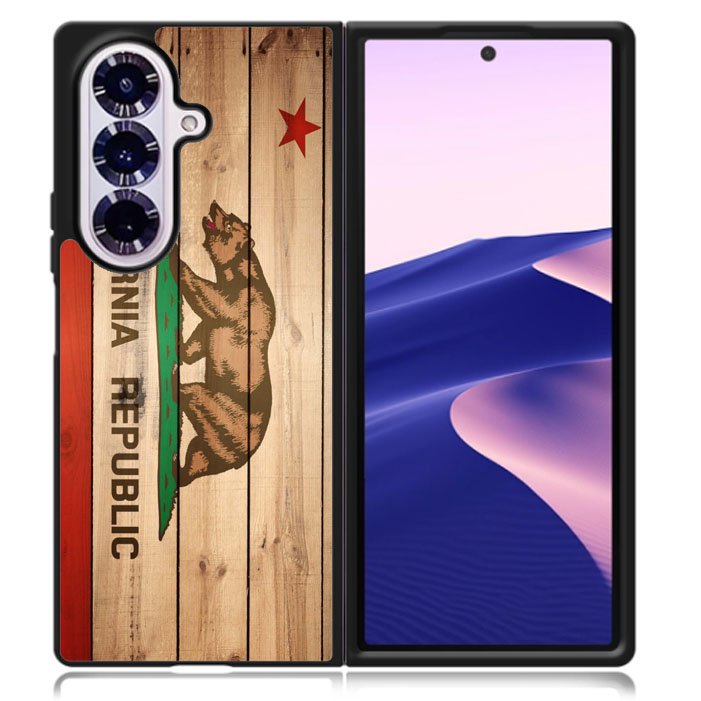 California Republic State Flag Wood Samsung Galaxy Z Fold 7 5G Case BC1722