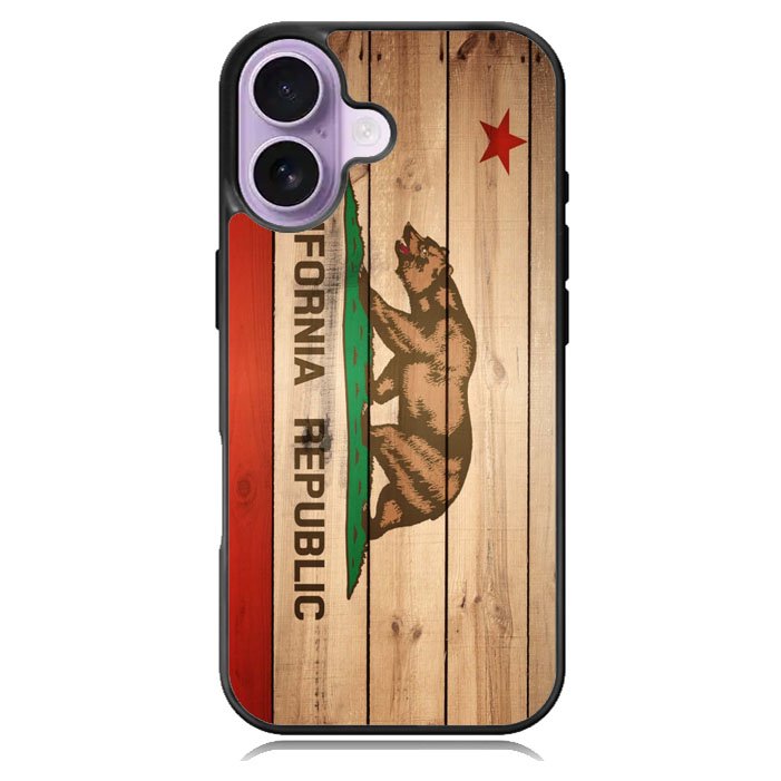 California Republic State Flag Wood iPhone 17 Case BC1722