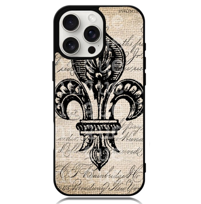 Vintage Brown Fleur de Lis Case iPhone 16 Pro Max BC1953
