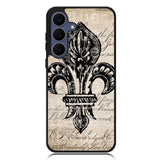 Vintage Brown Fleur de Lis Samsung Galaxy S25 FE Case BC1953