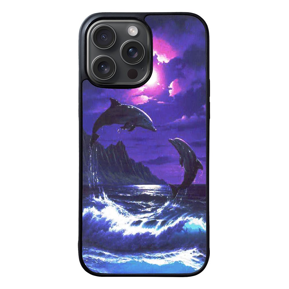 Purple Night Dolphins Beautiful Case iPhone 15 Pro BC1954