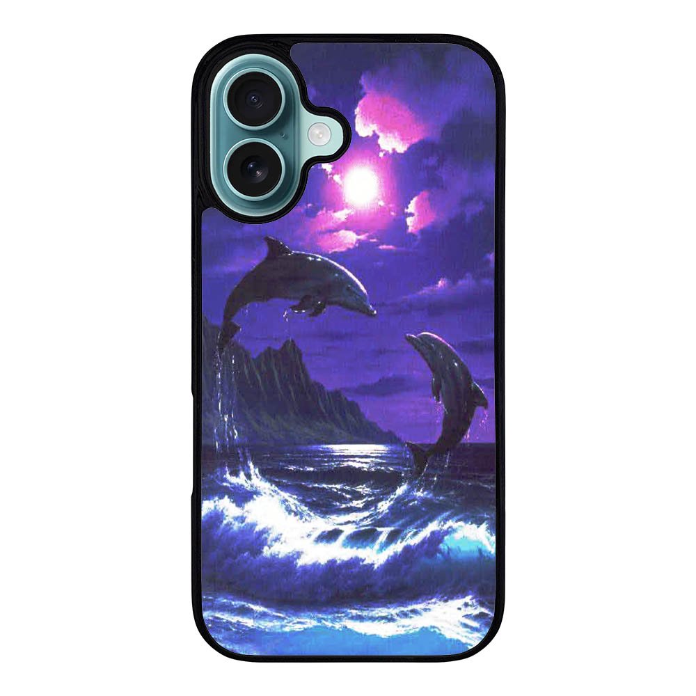 Purple Night Dolphins Beautiful Case iPhone 16 Plus BC1954