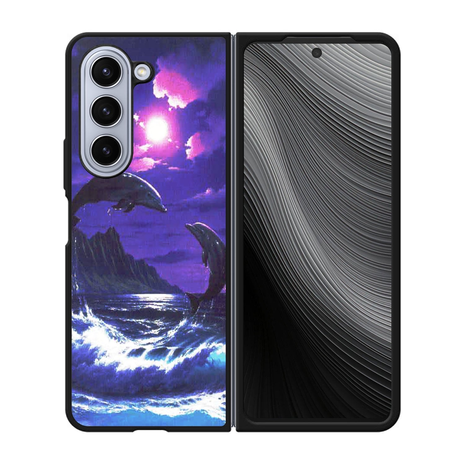 Purple Night Dolphins Beautiful Case Samsung Galaxy z Fold 5 5G BC1954