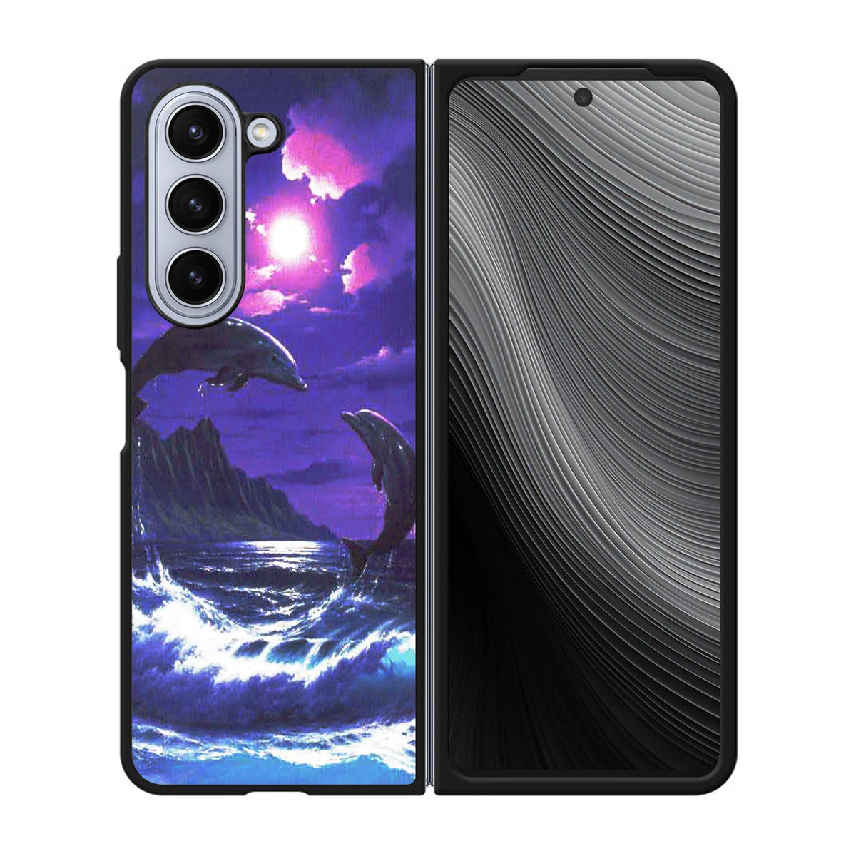 Purple Night Dolphins Beautiful Case Samsung Galaxy z Fold 5 5G BC1954