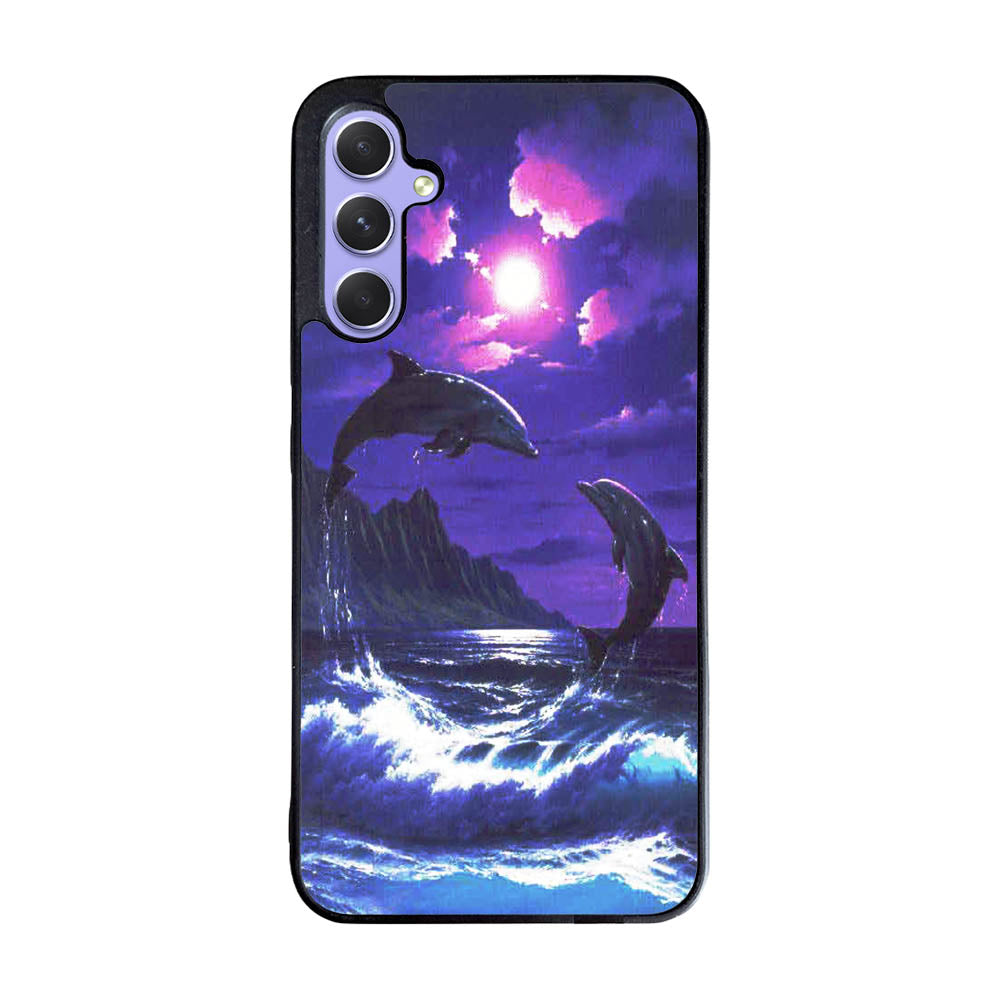 Purple Night Dolphins Beautiful Case Samsung Galaxy A35 5G BC1954