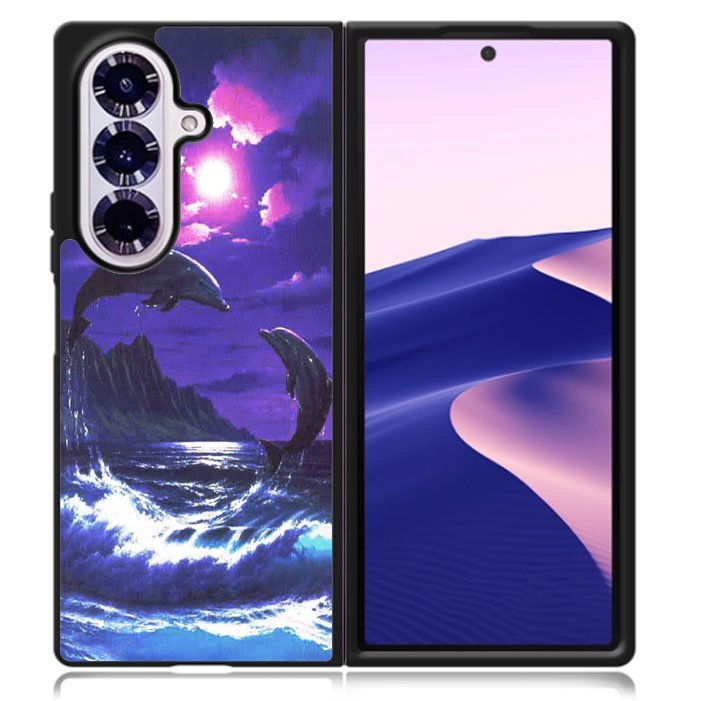 Purple Night Dolphins Beautiful Samsung Galaxy Z Fold 7 5G Case BC1954