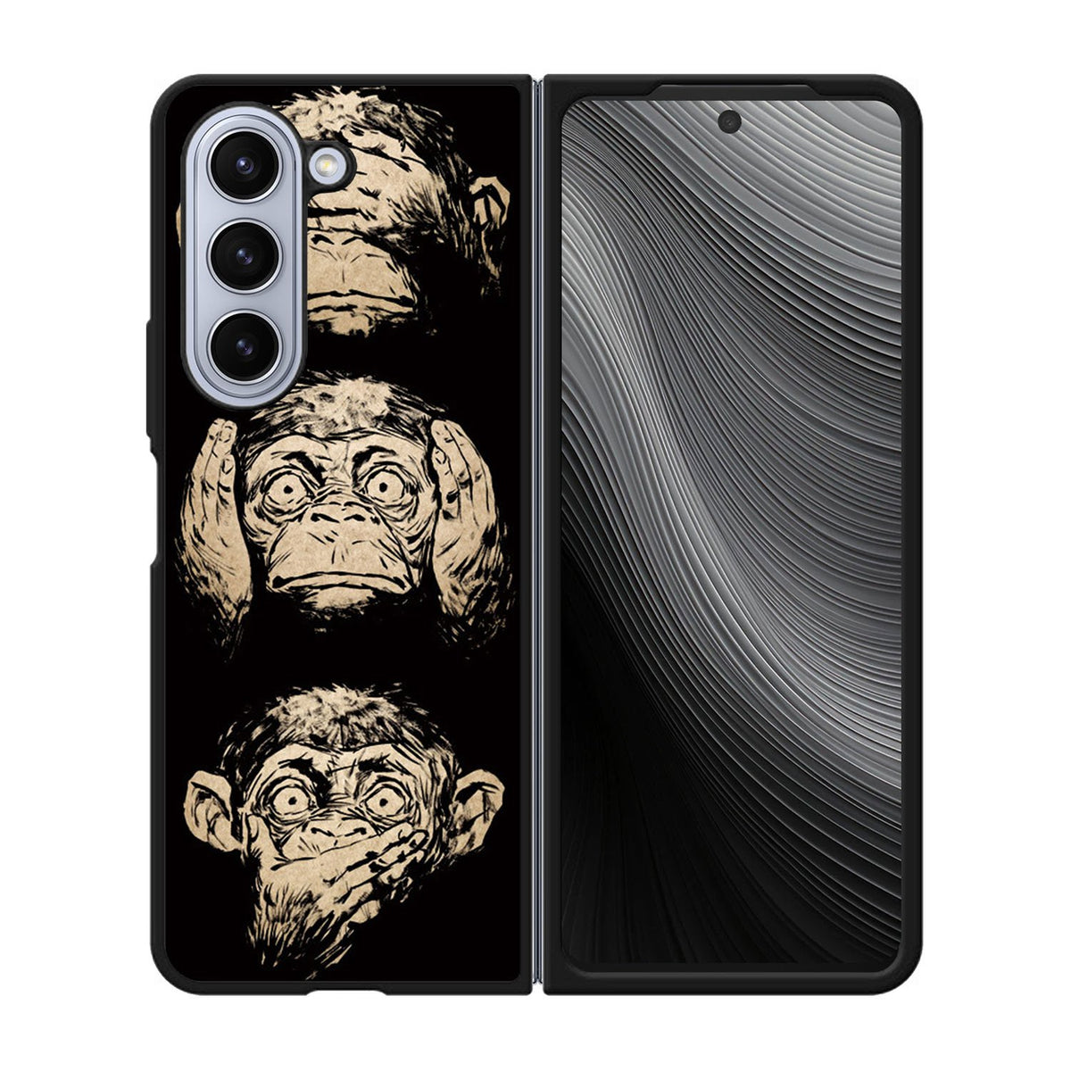 Wisdom Monkeys Thoughtful Quirky Cute Case Samsung Galaxy z Fold 5 5G BC1849