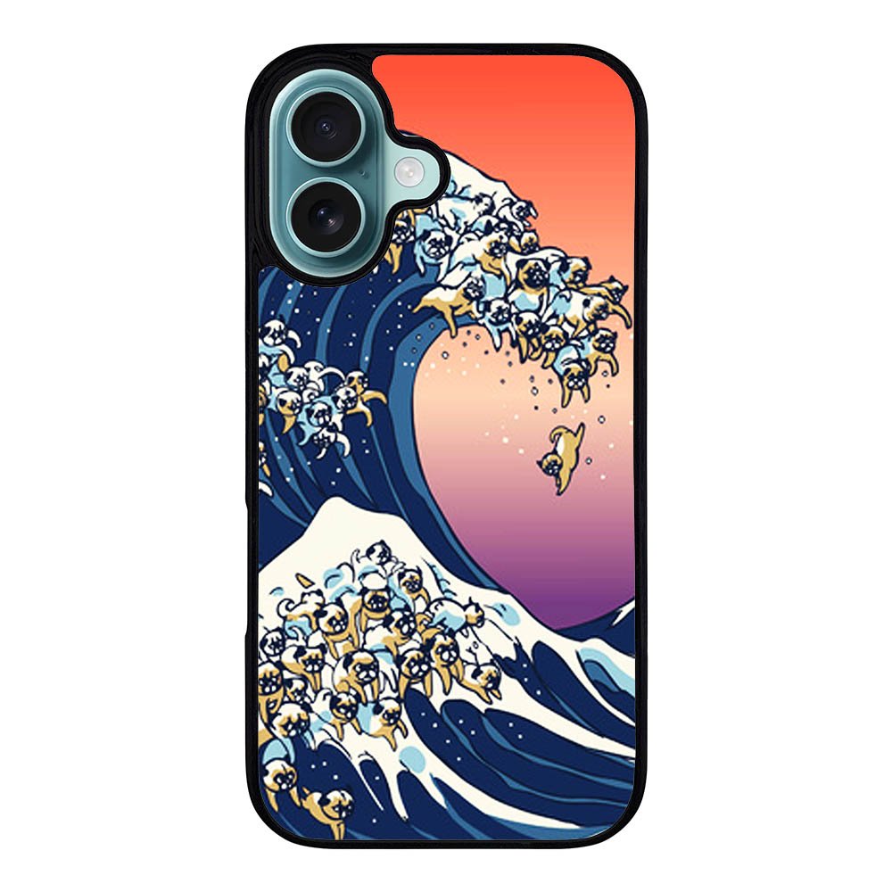 The Great Wave of Pug Case iPhone 16 Plus BC1851