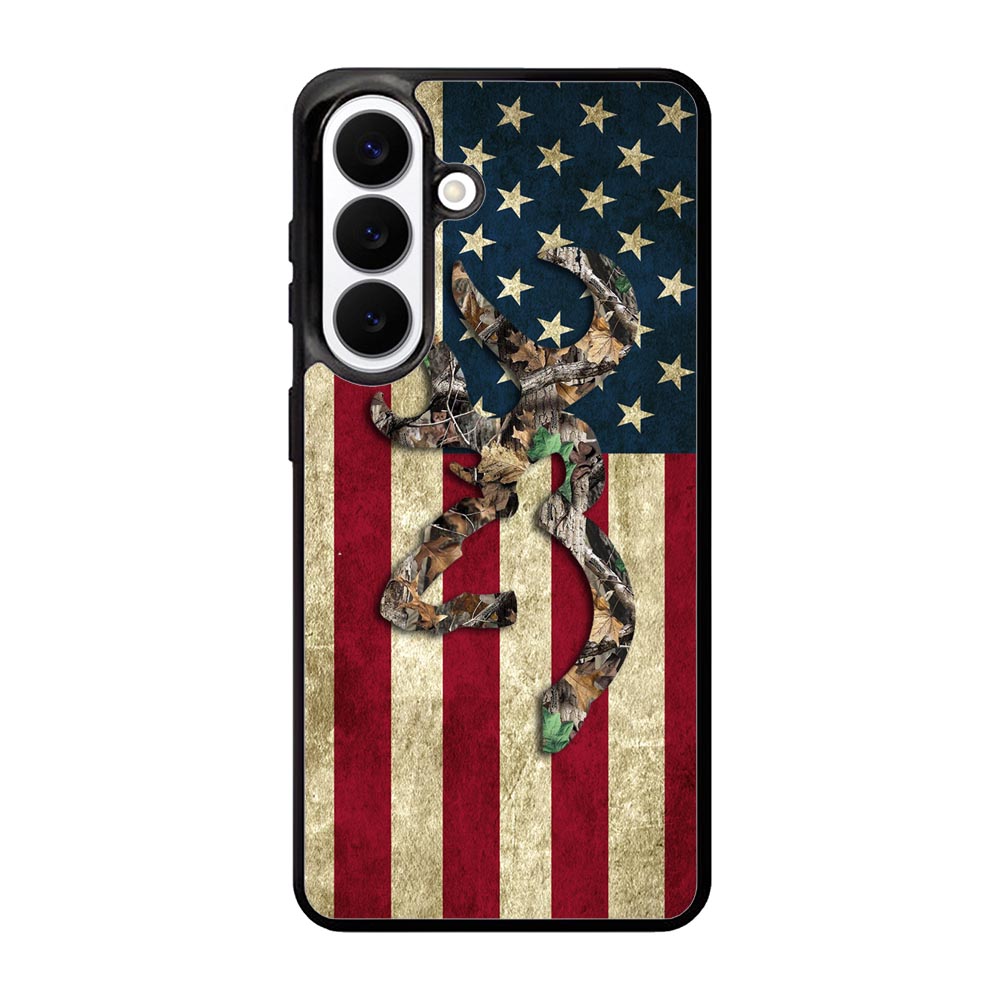 Browning Deer Real Tree Camo USA Flag Samsung Galaxy S26 Plus Case BC2264