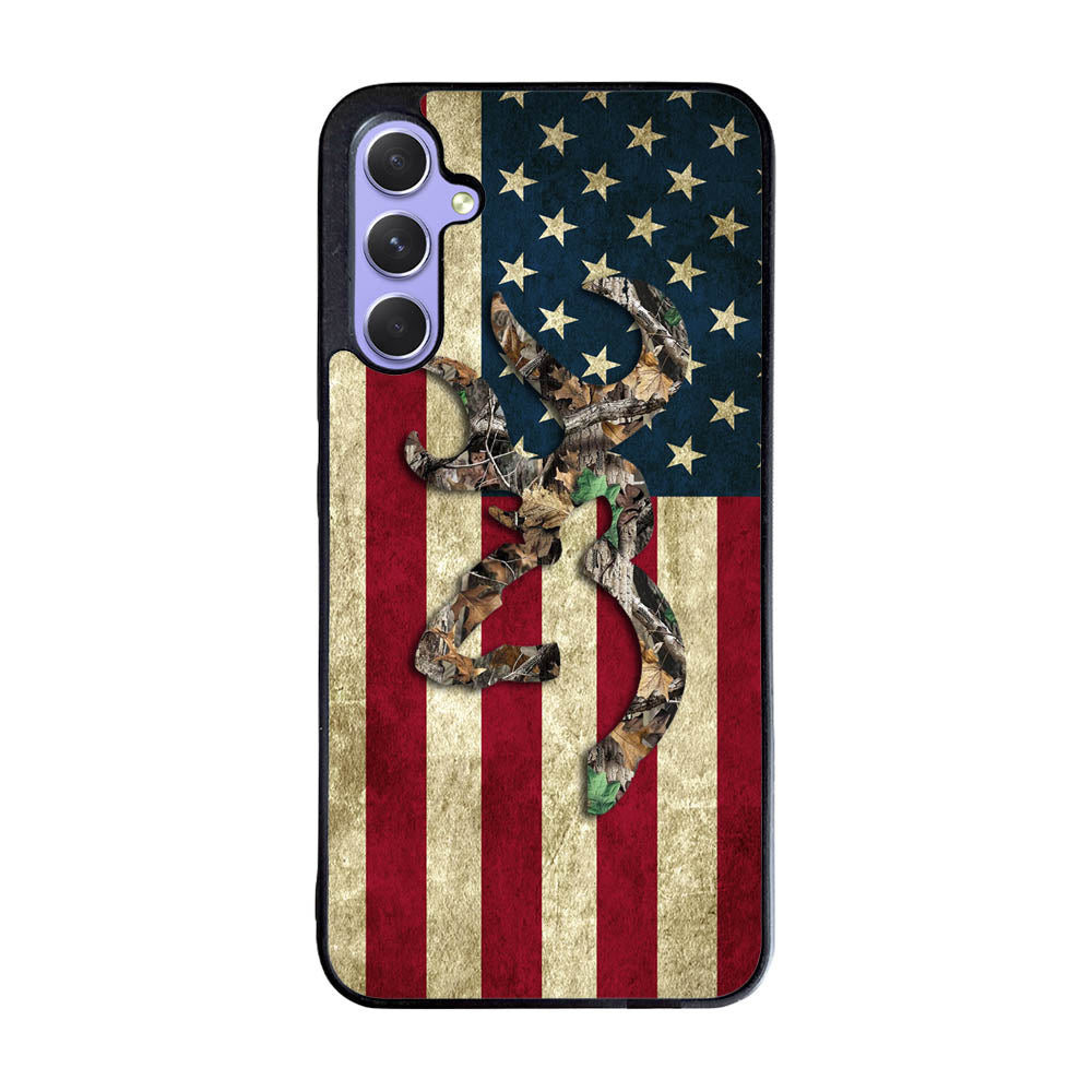 Browning Deer Real Tree Camo USA Flag Case Samsung Galaxy A35 5G BC2264