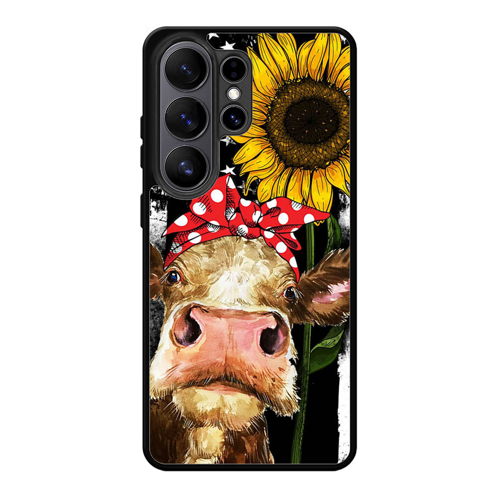 Cow With Tie SuNflower Samsung Galaxy S26 Plus Case