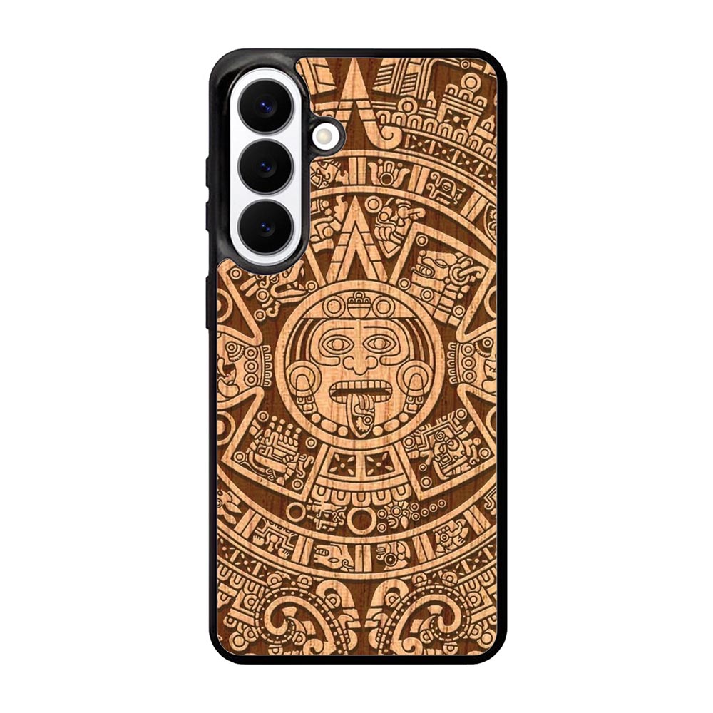 Stylized Aztec Calendar Wood Samsung Galaxy S26 Case FE0601