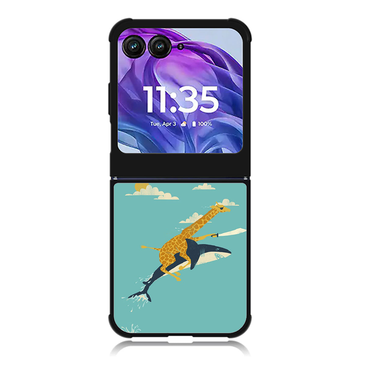 Black Friday offer Giraffe Riding Shark Motorola Moto Razr Plus 2025/2024 Case, Moto Razr 50 Ultra 5G BC0079