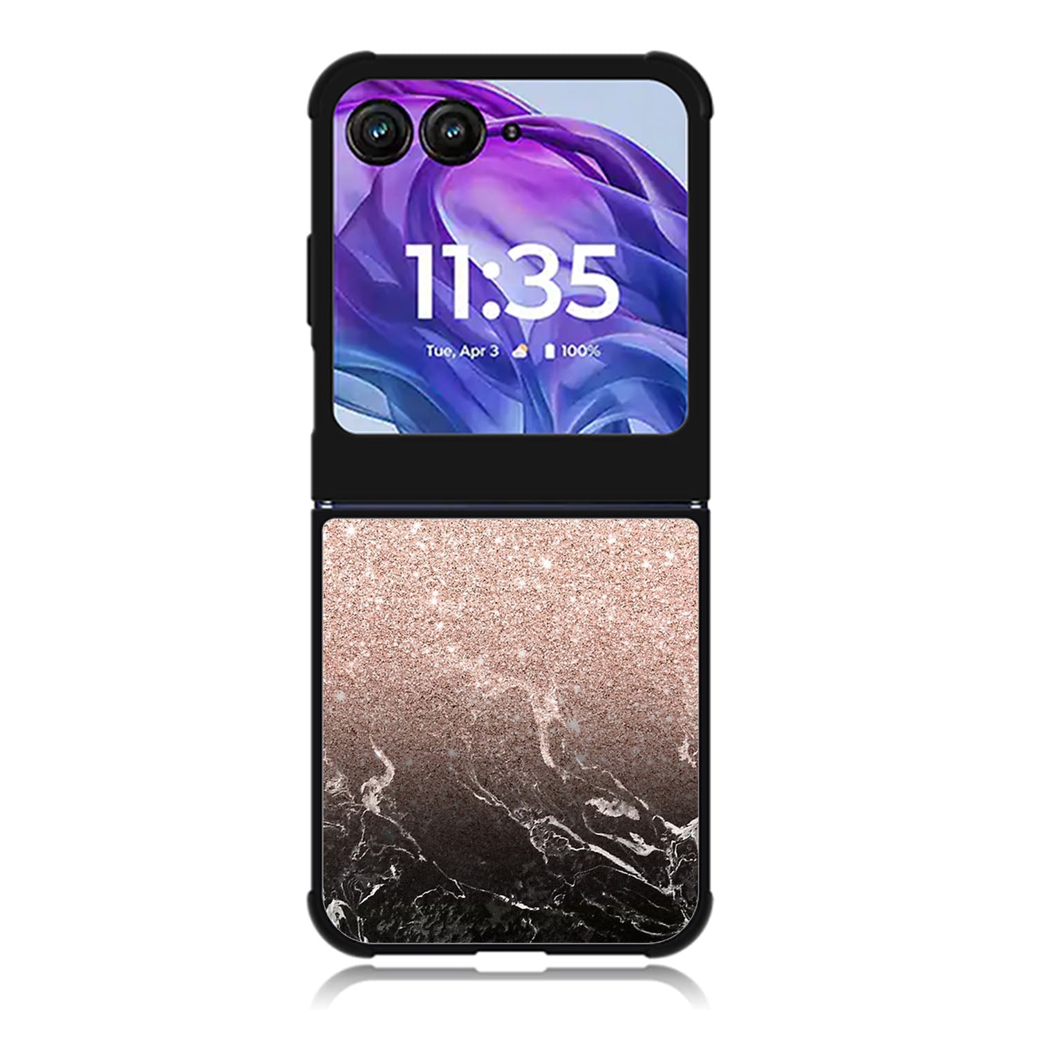 Modern rose gold ombre black marble Motorola Moto Razr 2024 , Moto Razr 50 Case FE0027