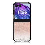 rose gold glitter ombre white marble Motorola Moto Razr 2024 , Moto Razr 50 Case FE0020