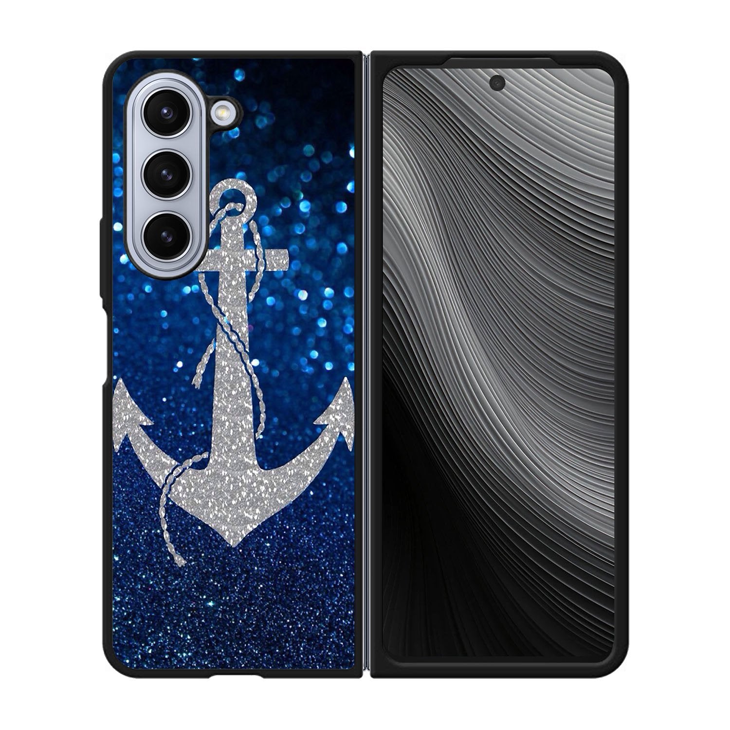 Blue glitter anchor Case Samsung Galaxy z Fold 5 5G BC3001