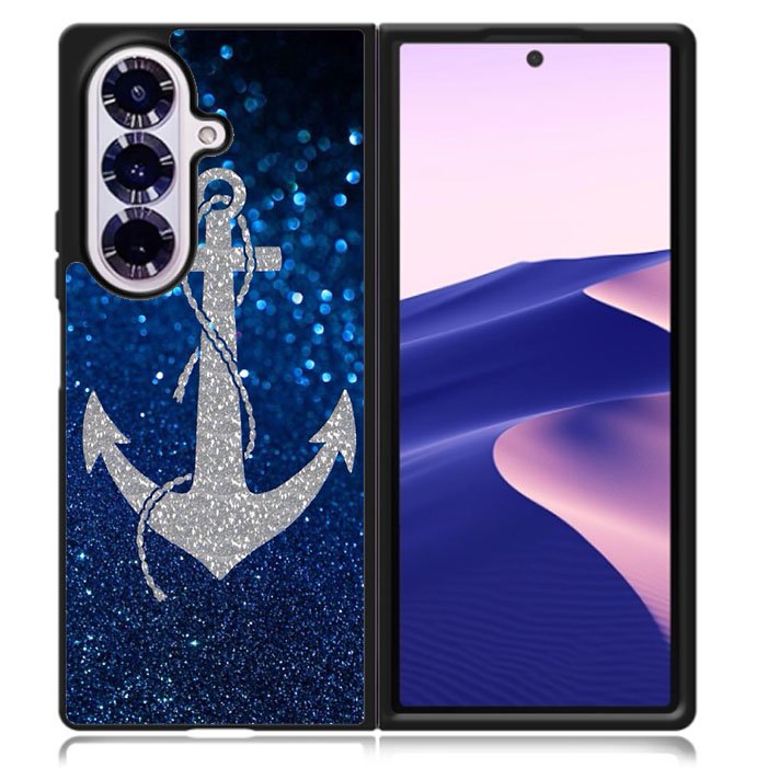 Blue glitter anchor Samsung Galaxy Z Fold 7 5G Case BC3001