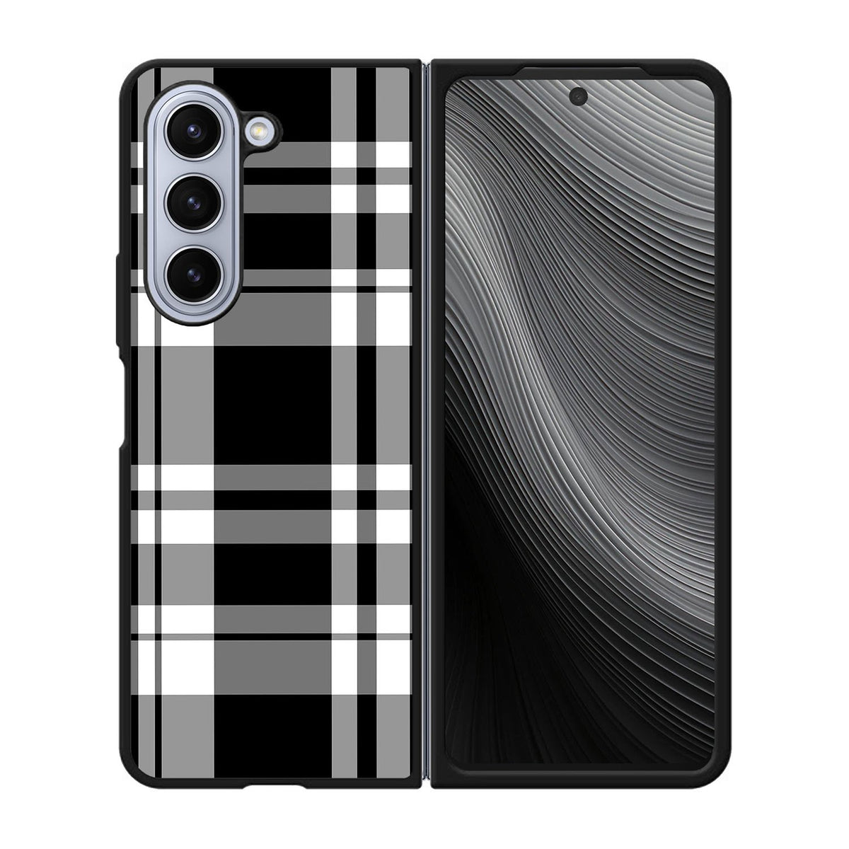 Black Plaid Case Samsung Galaxy z Fold 5 5G BC3000