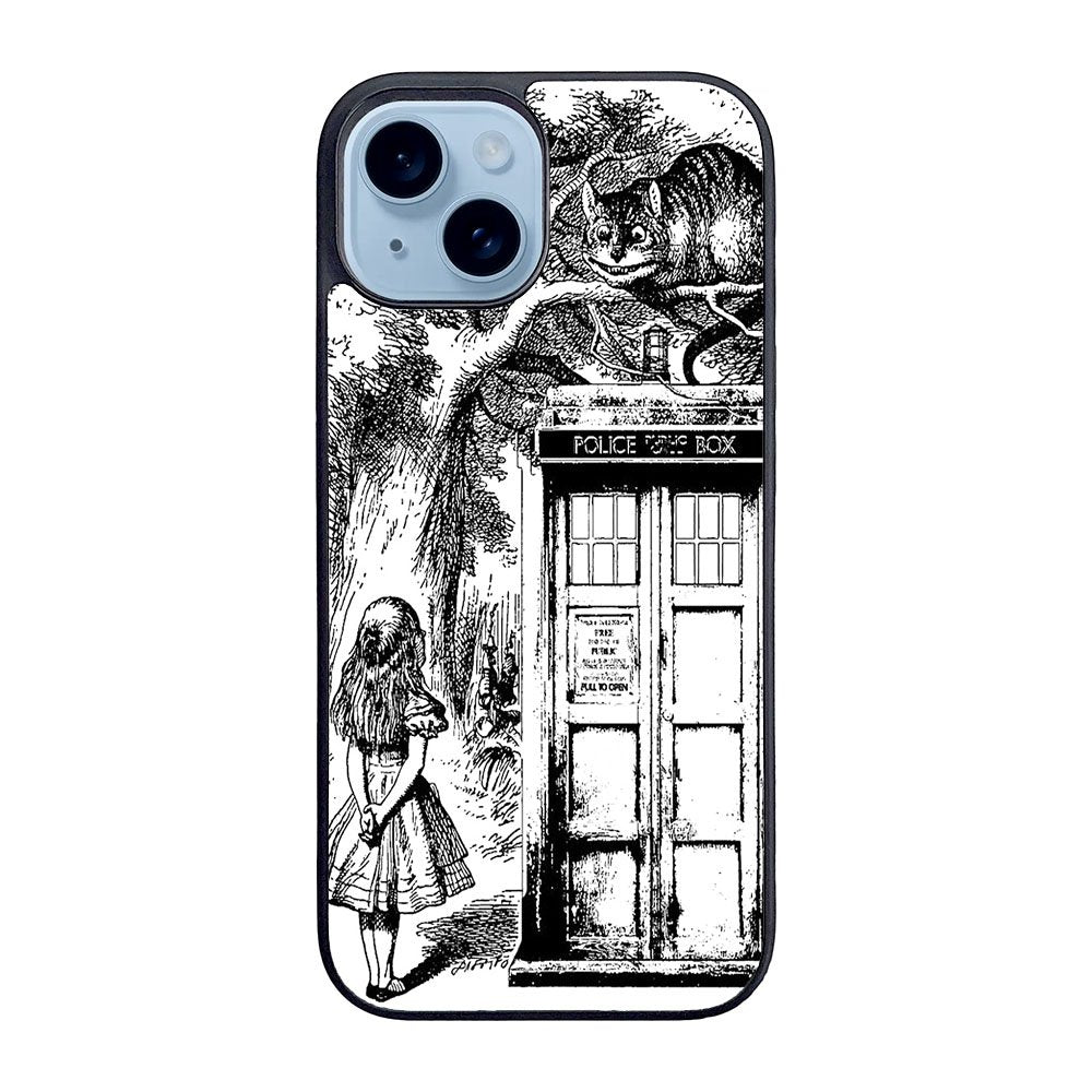 Alice In Wonderland And Cat On Doctor Who Box Case iPhone 15 Plus BC3045