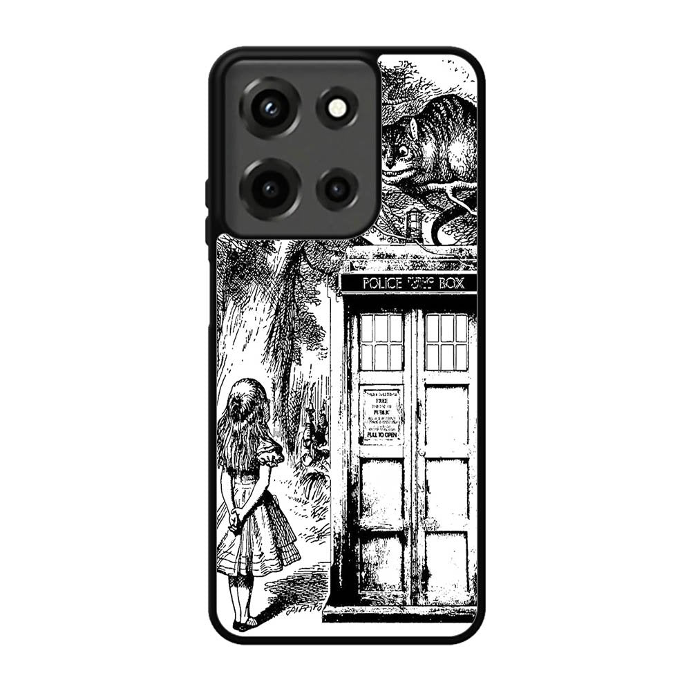 Alice In Wonderland And Cat On Doctor Who Box Motorola Moto G 5G 2025 Case BC3045