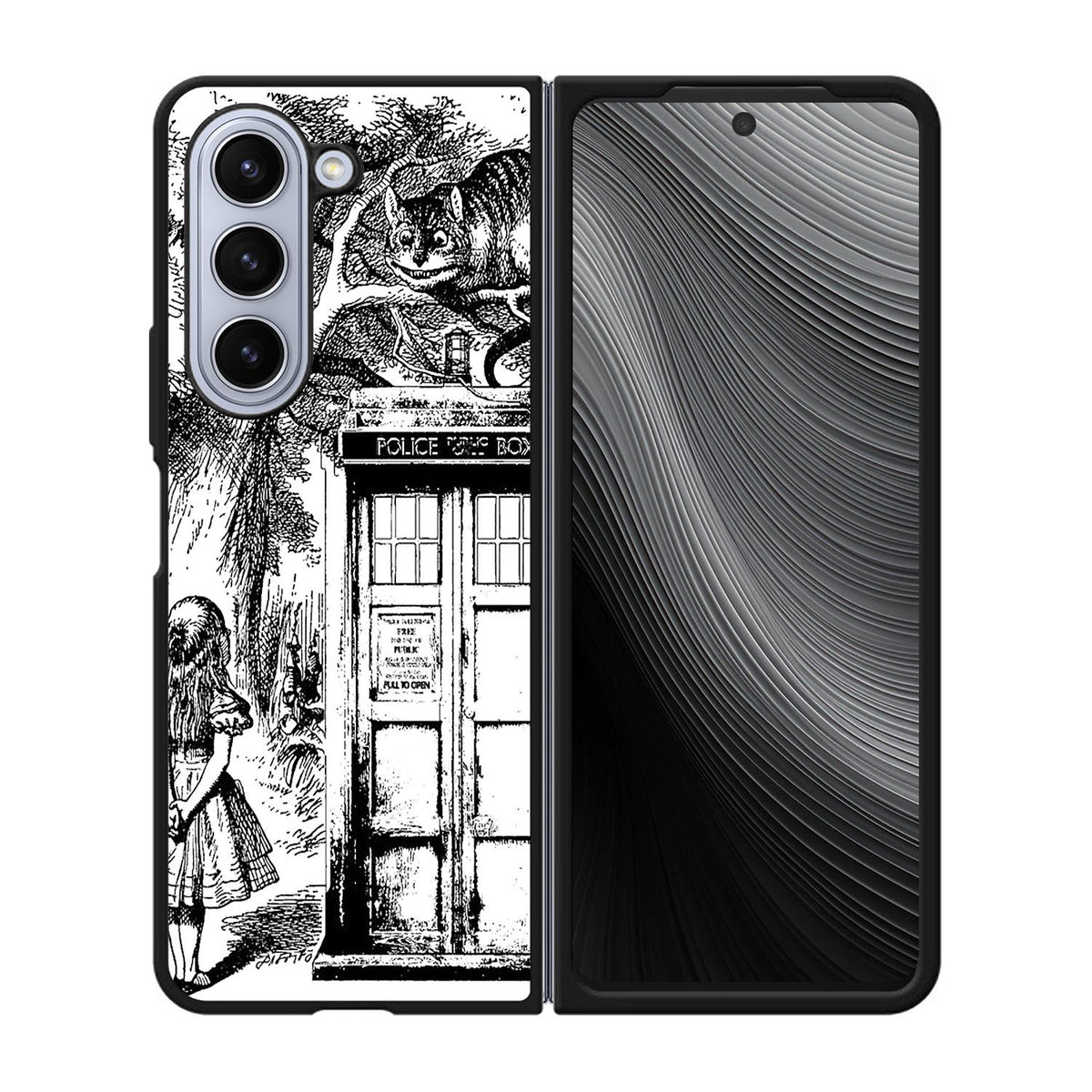 Alice In Wonderland And Cat On Doctor Who Box Case Samsung Galaxy z Fold 5 5G BC3045