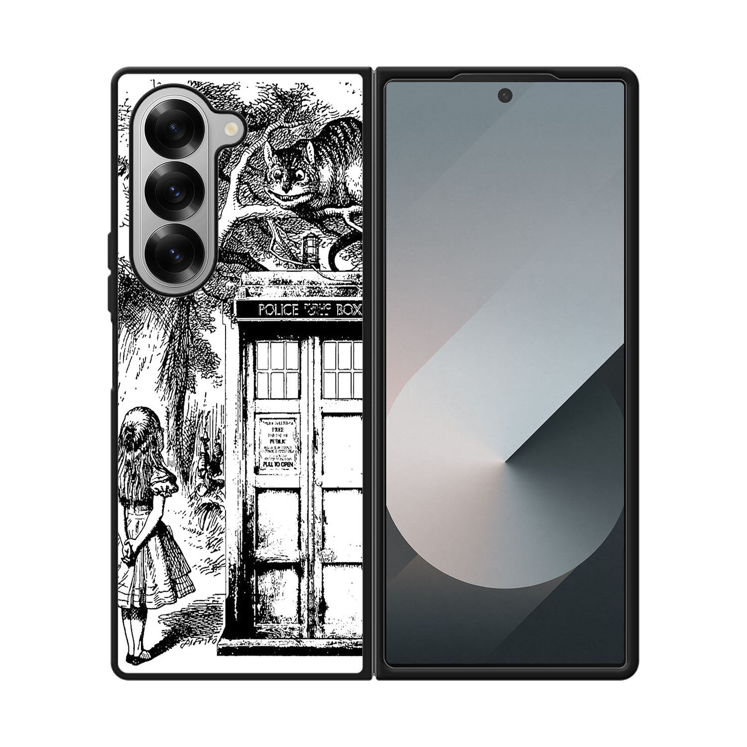 Alice In Wonderland And Cat On Doctor Who Box Case Samsung Galaxy Z Fold 6 5G BC3045