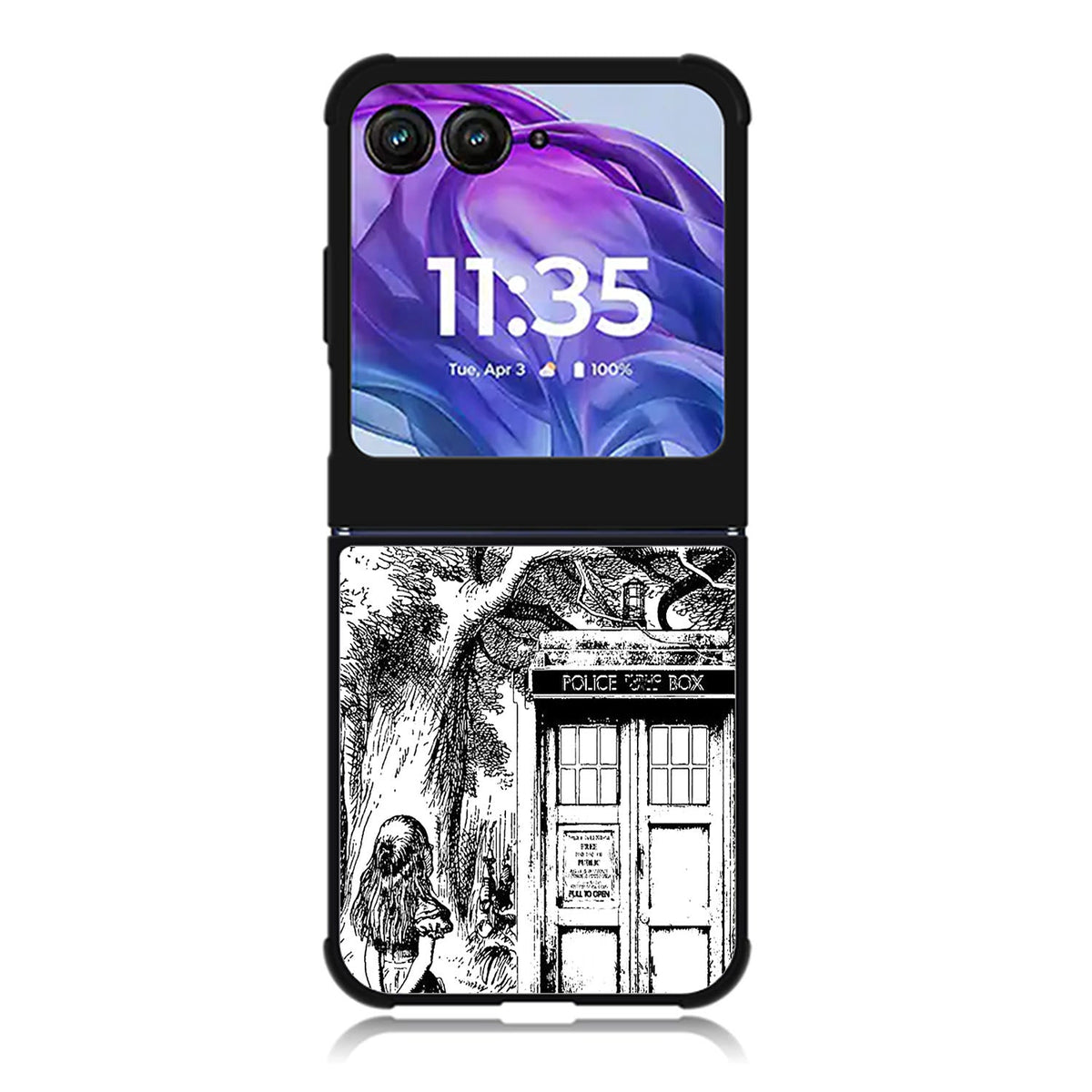 Alice In Wonderland And Cat On Doctor Who Box Motorola Moto Razr 2024 , Moto Razr 50 Case FE3045