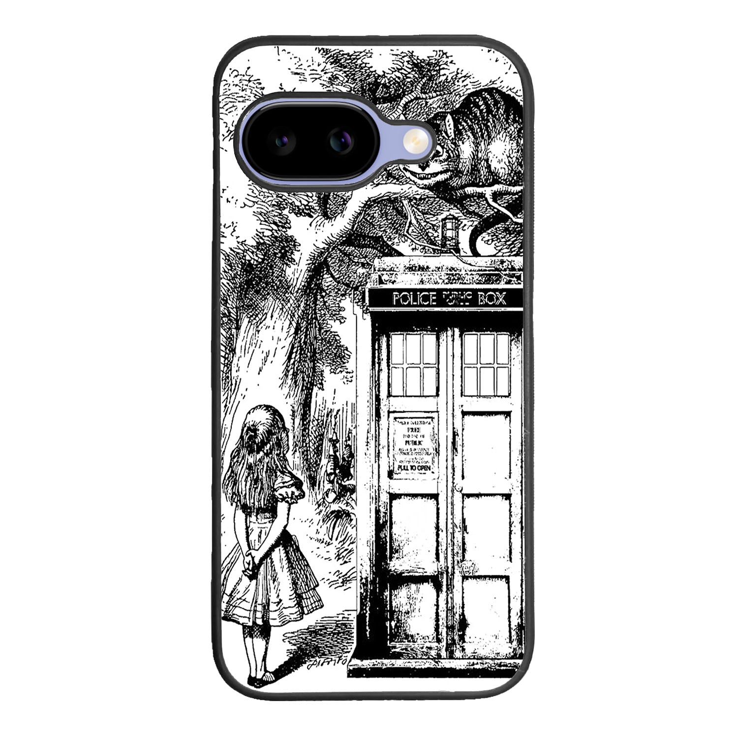 Alice In Wonderland And Cat On Doctor Who Box Case Google Pixel 9A BC3045