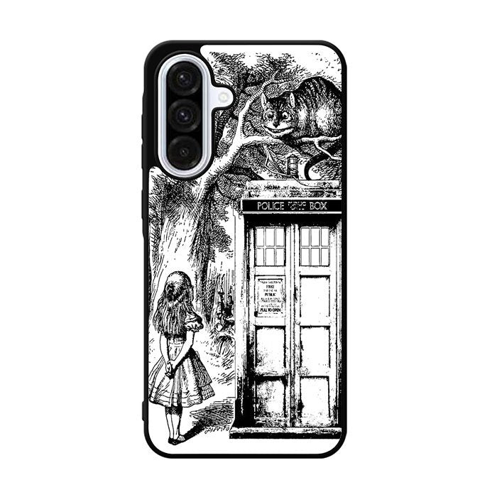 Alice In Wonderland And Cat On Doctor Who Box Samsung Galaxy A36 Case BC3045