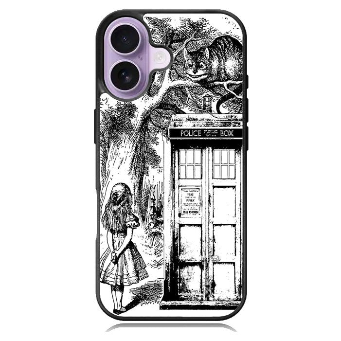 Alice In Wonderland And Cat On Doctor Who Box iPhone 17 Case BC3045