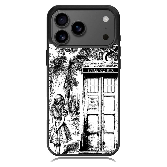 Alice In Wonderland And Cat On Doctor Who Box iPhone 17 Pro Max Case BC3045