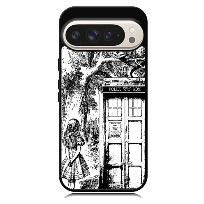 Alice In Wonderland And Cat On Doctor Who Box Google Pixel 10 Pro XL Case BC3045