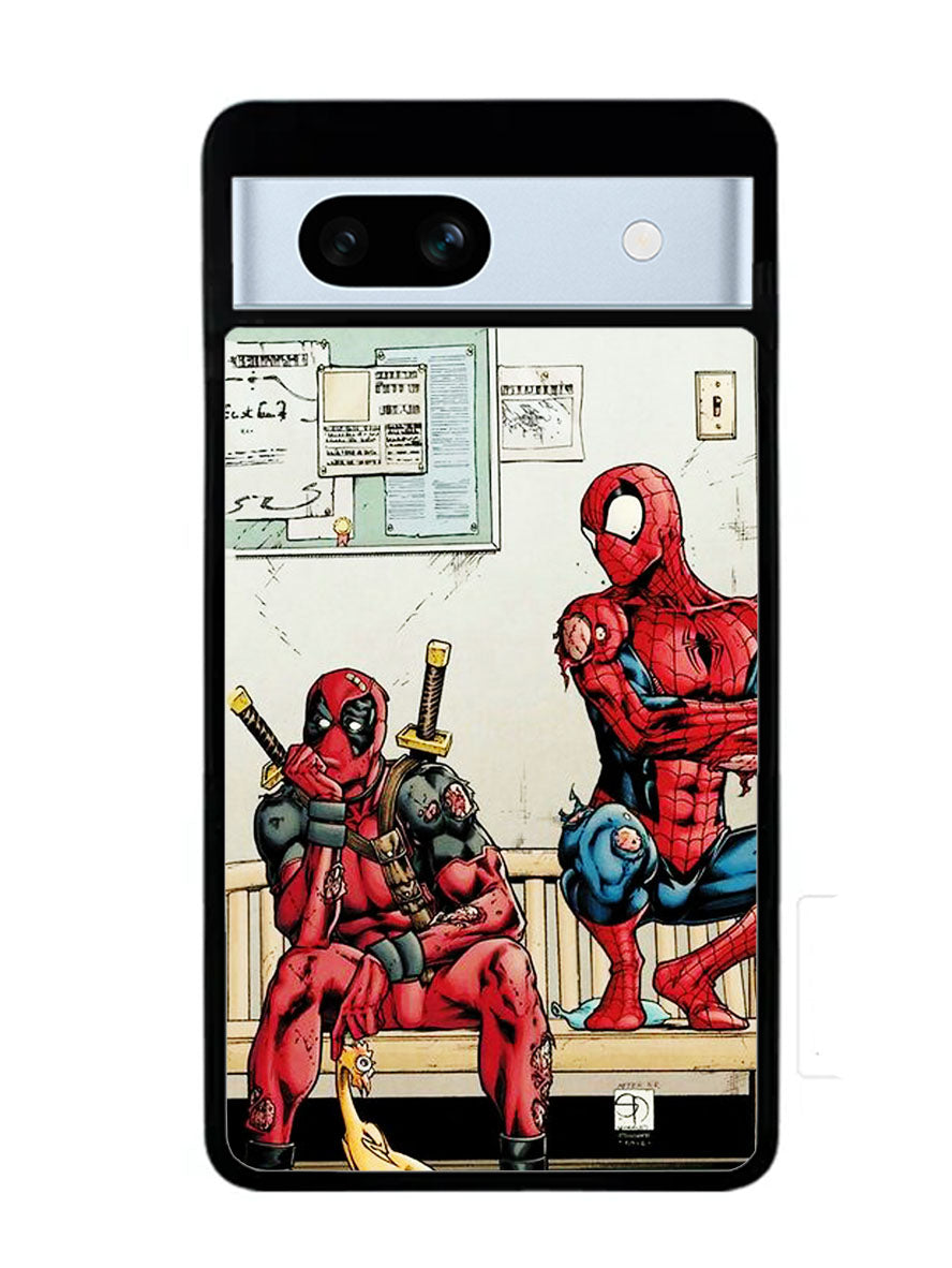 Funny Spiderman and Deadpool Google Pixel 7A Case