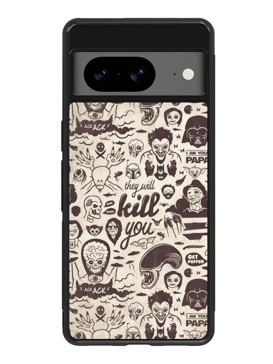 Classic Horror Pattern Google Pixel 8a Case