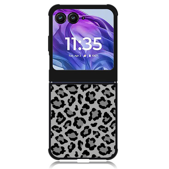 Leopard Grey Pattern Motorola Moto Razr 2024 , Moto Razr 50 Case