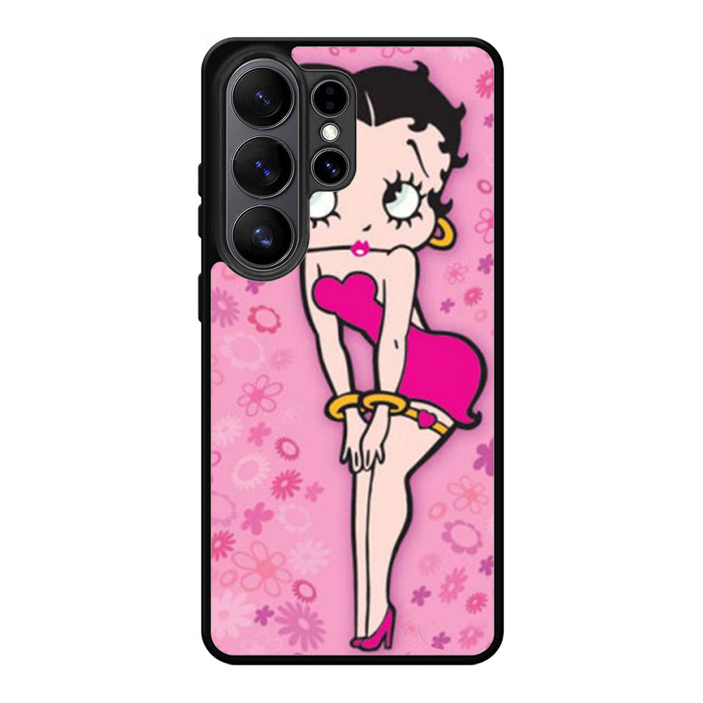 Betty Boop Pink Background Flowers Samsung Galaxy S26 Plus Case DC0179